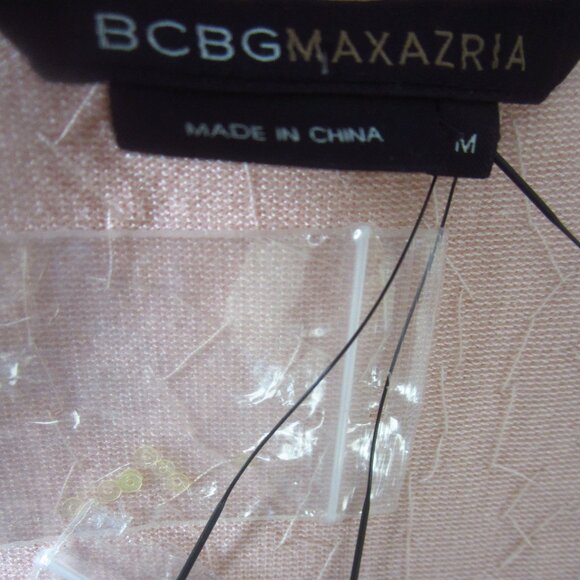New bcbg maxazria Womens M Pastel Peach Pink Silk Sequined Cap Sleeve Shrug - Picture 5 of 9